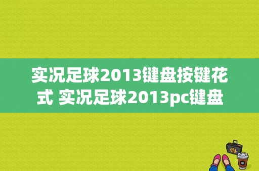 实况足球2013键盘按键花式 实况足球2013pc键盘